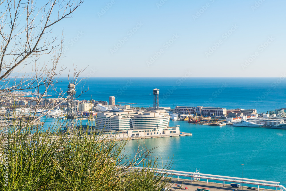 Aerial View Barcelona Harbor, Spain