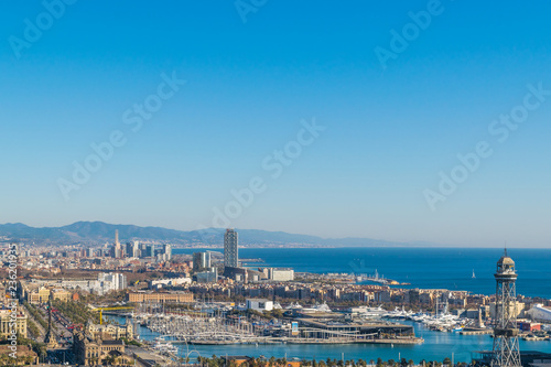 Fototapeta Naklejka Na Ścianę i Meble -  Aerial View Barcelona Harbor, Spain
