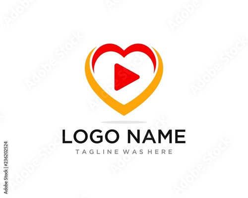 Heart Hug Play Flat Color Professional CLean Design. Logo Template.