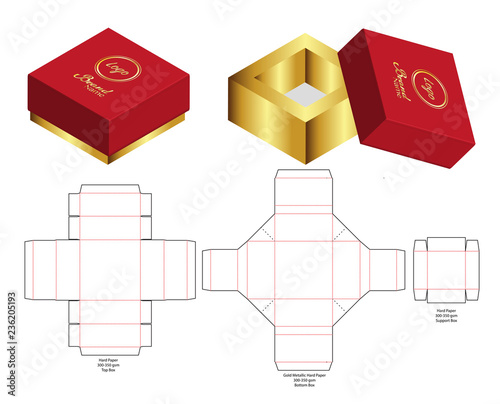 Box packaging die cut template design. 3d mock-up