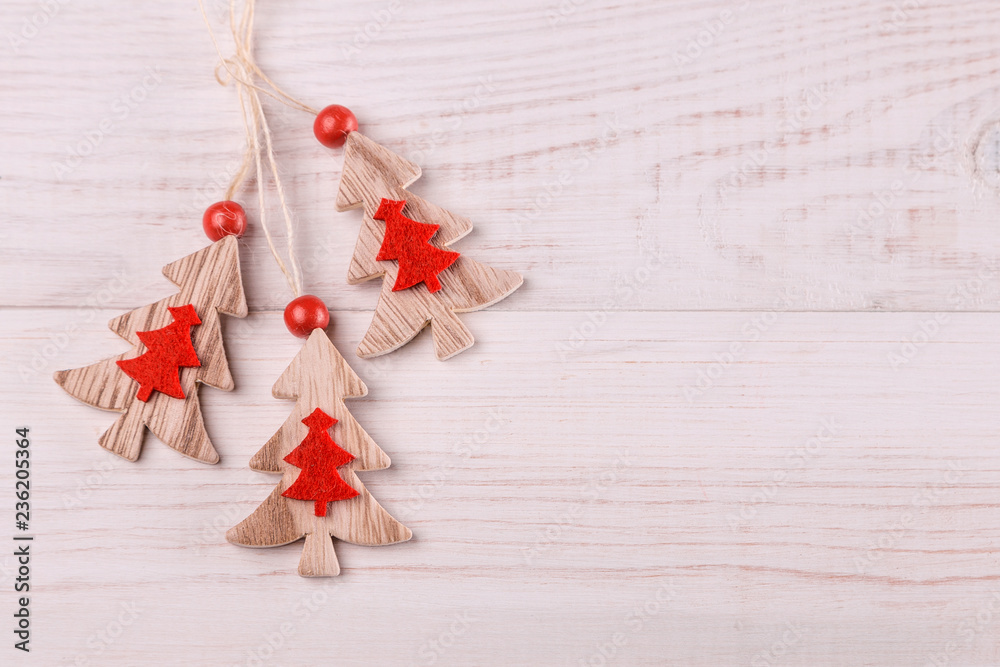 New Year holiday Decoration, fir tree and Christmas ornament on white background New Year holiday Decoration, fir tree and Christmas ornament on white background