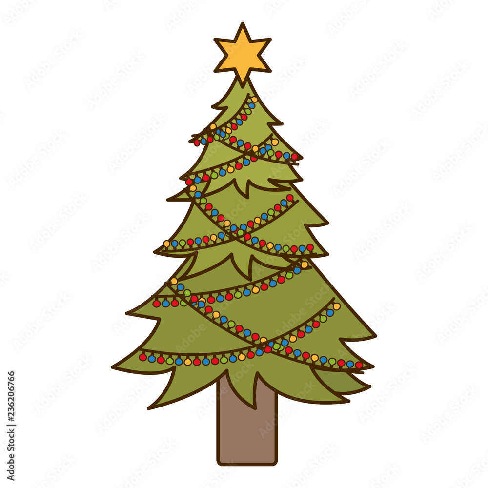 Obraz premium christmas tree with hanging balls isolated icon