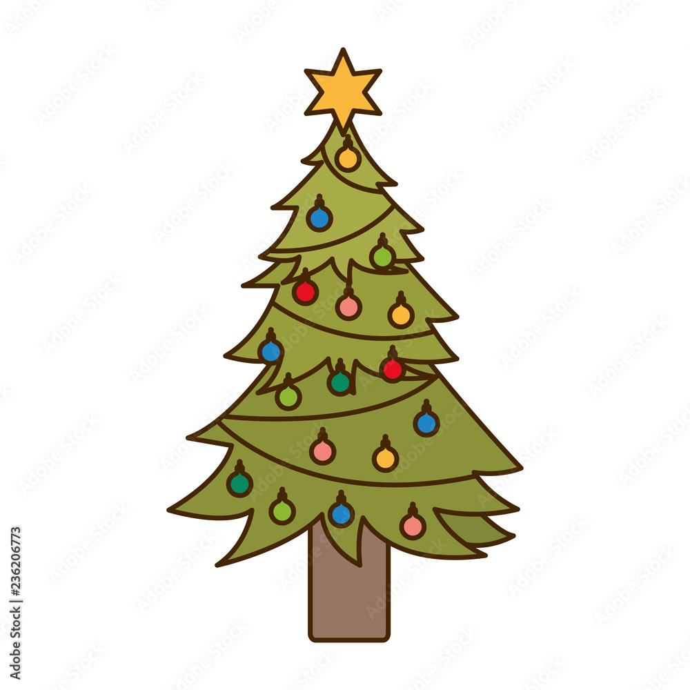 christmas tree with hanging balls isolated icon