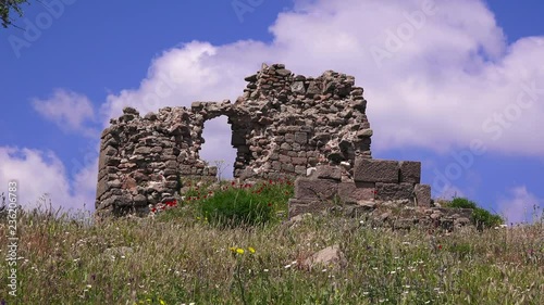 Pergamon museum, ruins of ancieny city, beautiful view in spring, Bergama, Turkey photo