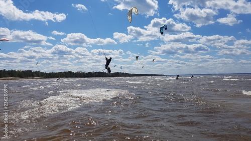 Sky sea kitesurfing 