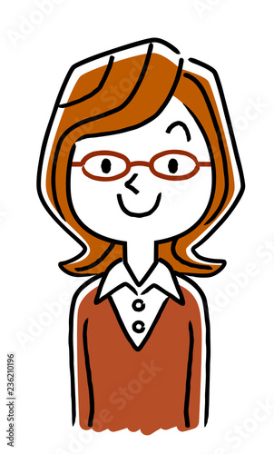 メガネをかけた若い女性
