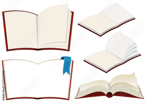 Set of book on white background