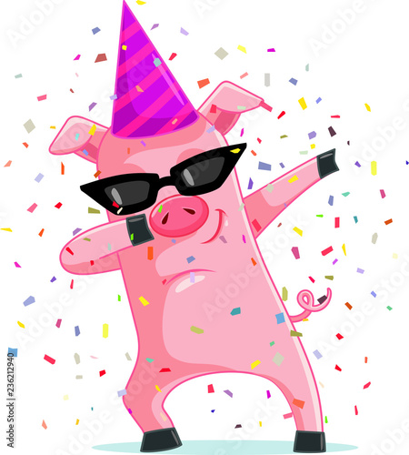 Funny Party  Pig Dabbing  Vector Cartoon