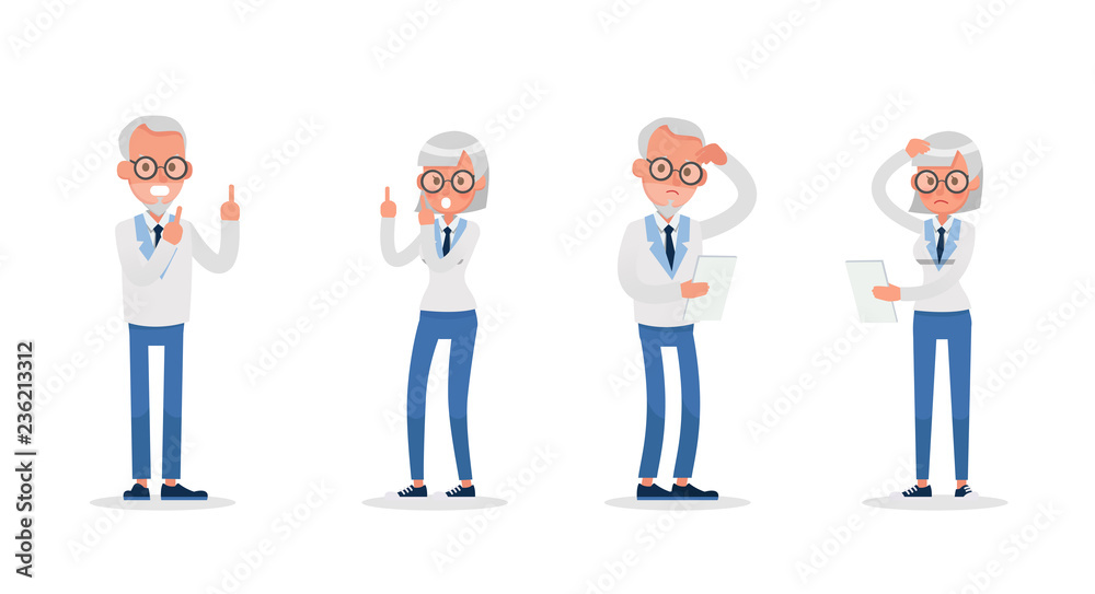 business people working and different poses action character vector design no7