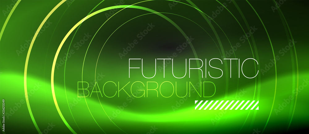 Dark abstract background with glowing neon circles Dark abstract background with glowing neon circles