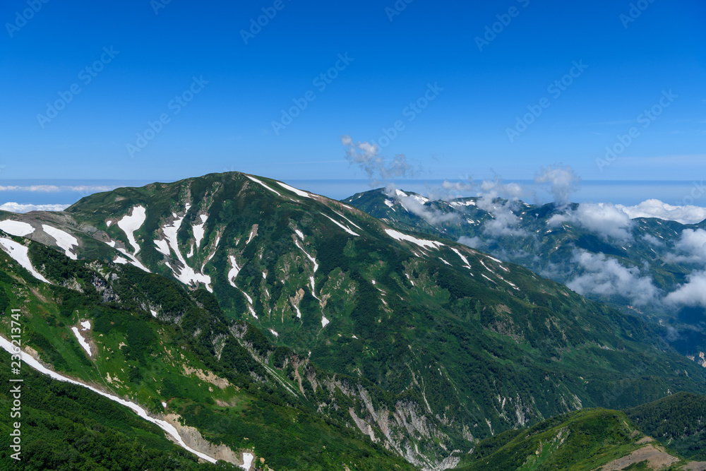 夏の雪倉岳と朝日岳