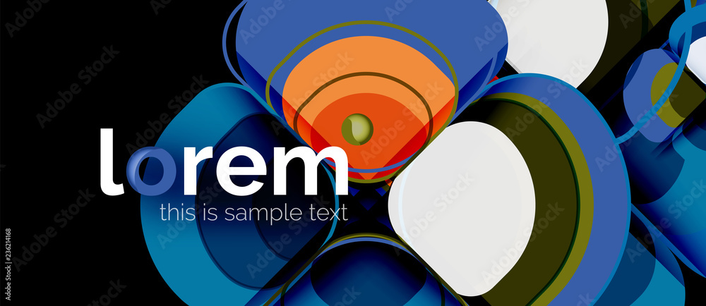 Fototapeta premium Abstract background - geometric multicolored round shapes composition. Trendy abstract layout template for business or technology presentation