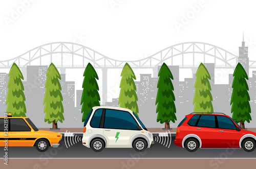 Electric car parking scene