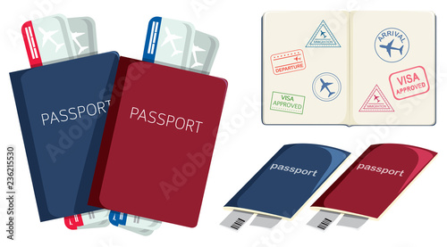 Set of passports and boarding pass