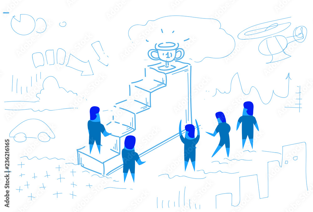 businessman climbing ladder podium winner cup first place trophy concept team working success horizontal sketch doodle businessman climbing ladder podium winner cup first place trophy concept team working success horizontal sketch doodle