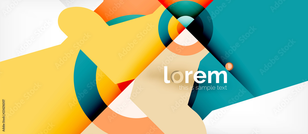 Geometric colorful shapes composition abstract background. Minimal dynamic design