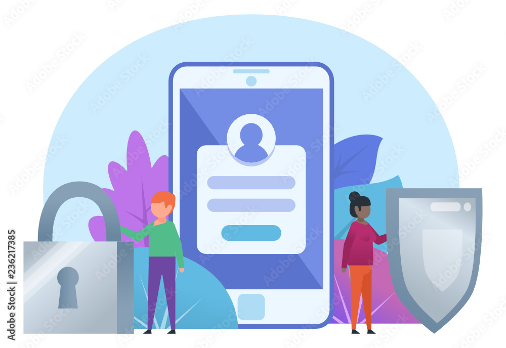 Secure, safe user login, data. Web design, programming team. Poster for presentation, web page, banner, social media. Flat design vector illustration Secure, safe user login, data. Web design, programming team. Poster for presentation, web page, banner, social media. Flat design vector illustration