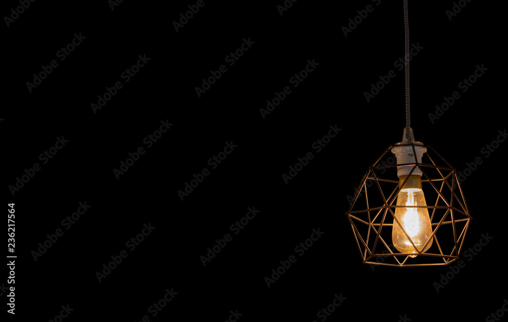 Isolated Round light bulbs for illumination  on a black background with clipping path.