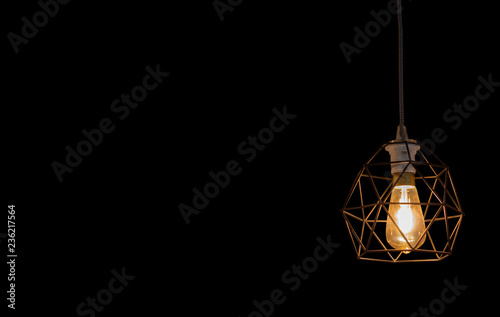 Isolated Round light bulbs for illumination  on a black background with clipping path.