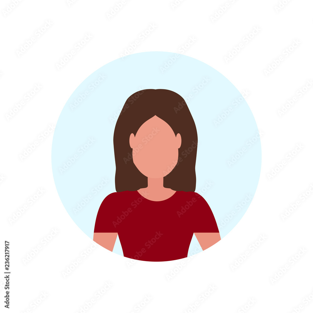 brown hair woman avatar isolated round frame female cartoon character portrait flat brown hair woman avatar isolated round frame female cartoon character portrait flat