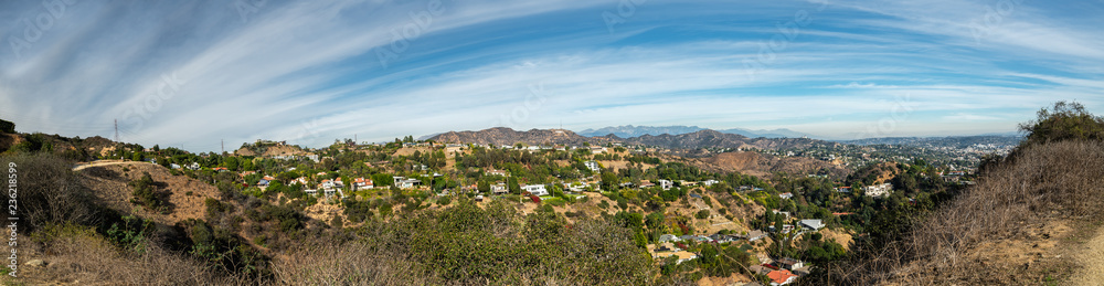 Los Angeles and Hollywood Hills, view from Runyon Canyon Park, Los Angeles, California, 11/27/2018