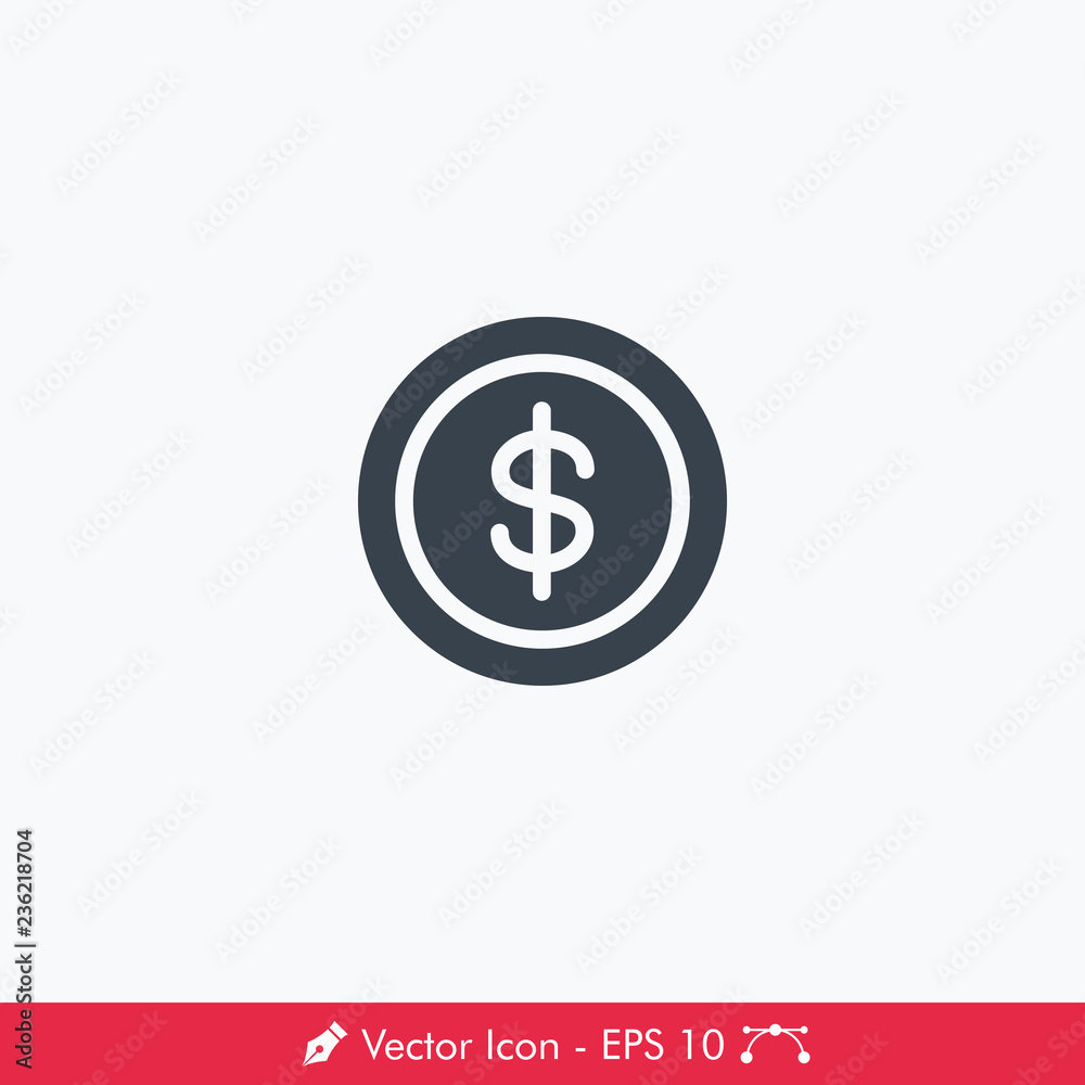 Dollar Coin Icon / Vector Dollar Coin Icon / Vector