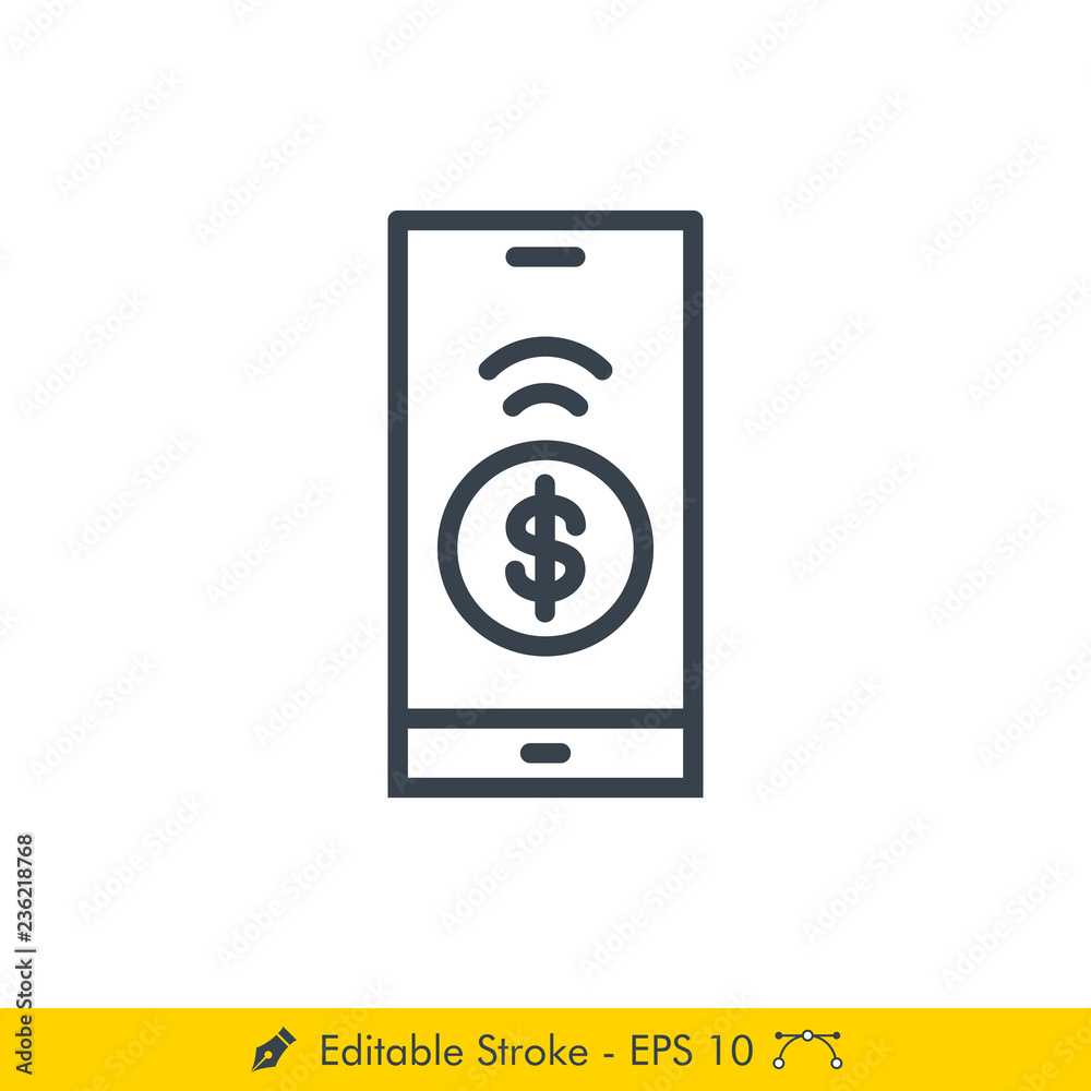 Mobile Payment (Electronic Payment) Icon / Vector - In Line / Stroke Design Mobile Payment (Electronic Payment) Icon / Vector - In Line / Stroke Design
