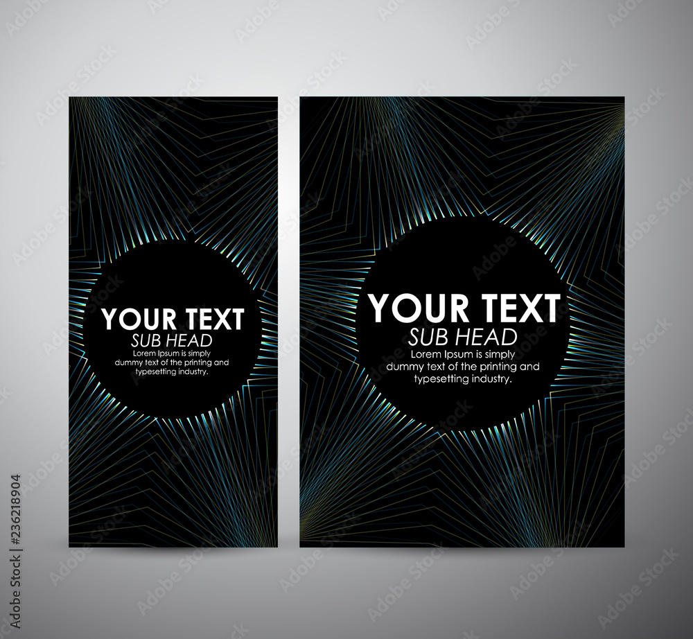 Fototapeta premium Brochure business design Abstract blue circle lights wave pattern technology background. 