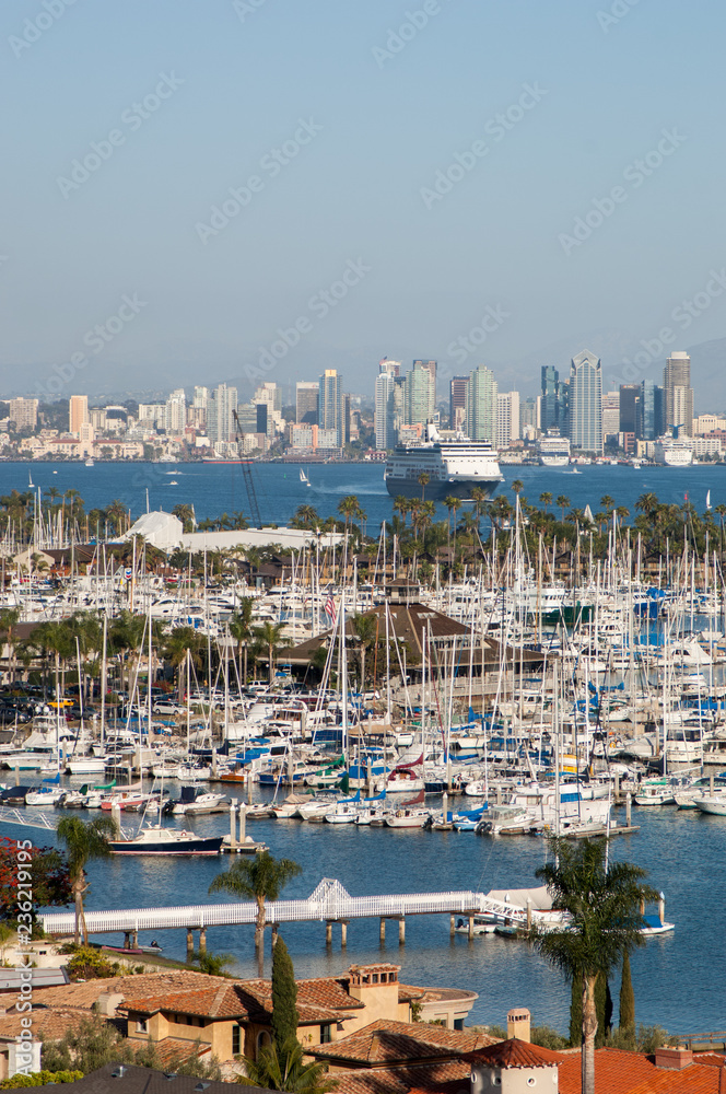 vertical of point loma and san diego bay