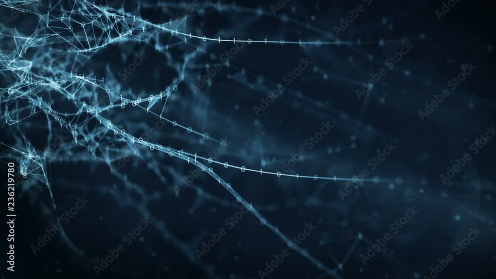 Abstract binary plexus nodes connections form network. For visuals vj internet presentations motion background hi-tech technology science engineering medical dashboard Seamless Loop