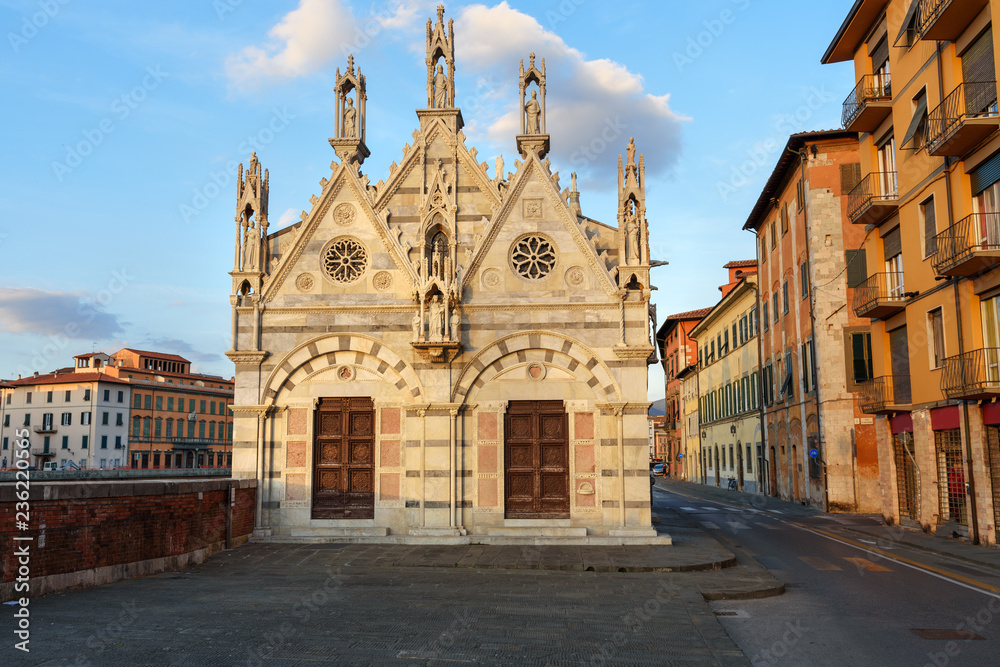 Church of Santa Maria de la Spina on the bank of Arno river. Pisa, Italy