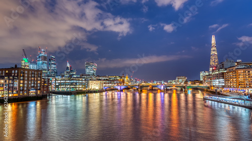 Photography The City of London and the river Thames at night
