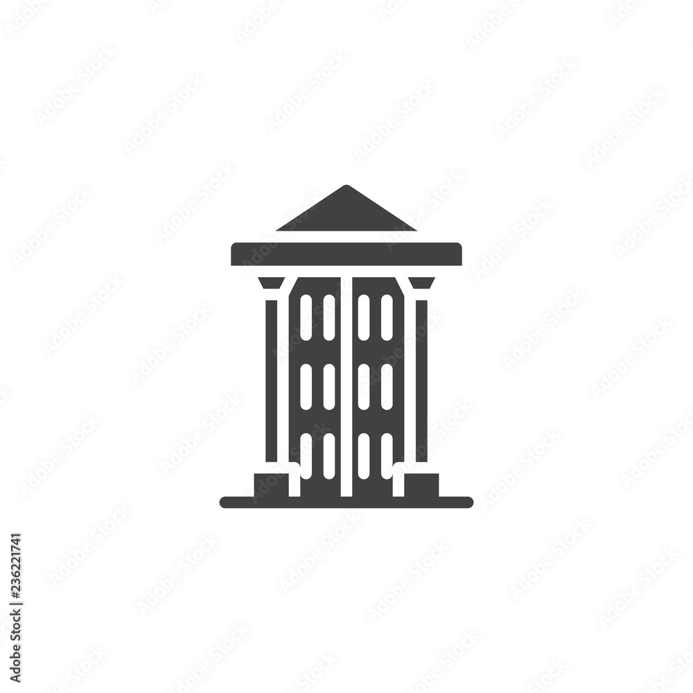 Arch door and columns vector icon. filled flat sign for mobile concept and web design. Entrance doors simple solid icon. Symbol, logo illustration. Pixel perfect vector graphics Arch door and columns vector icon. filled flat sign for mobile concept and web design. Entrance doors simple solid icon. Symbol, logo illustration. Pixel perfect vector graphics