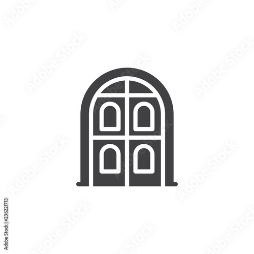Arch door vector icon. filled flat sign for mobile concept and web design. Arched wooden doors simple solid icon. Symbol, logo illustration. Pixel perfect vector graphics