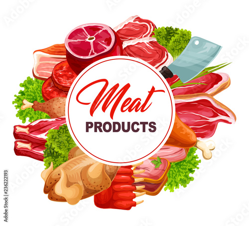 Butchery food frame with meat products