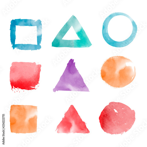 Watercolor geometric shapes vector set