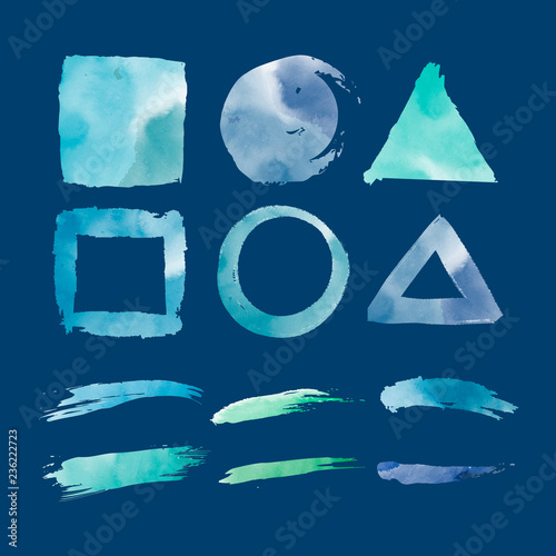 Watercolor geometric shapes vector set