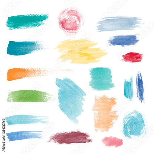 Colorful brushstroke design vector set