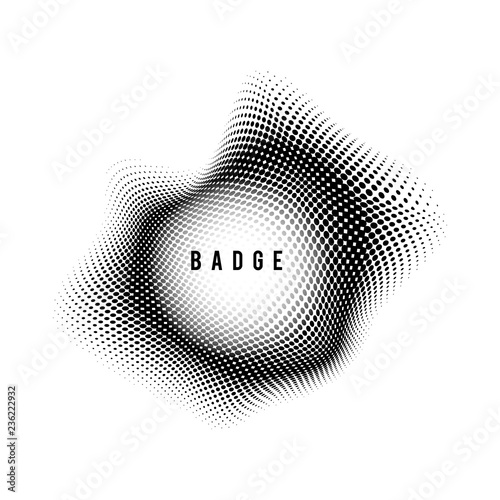 Black halftone badge on white background vector
