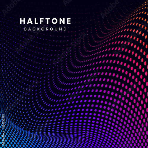 Vibrant halftone on black background vector