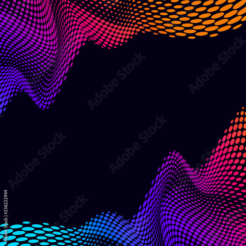 Vibrant halftone on black background vector