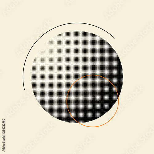 Black vintage halftone badge on beige background vector