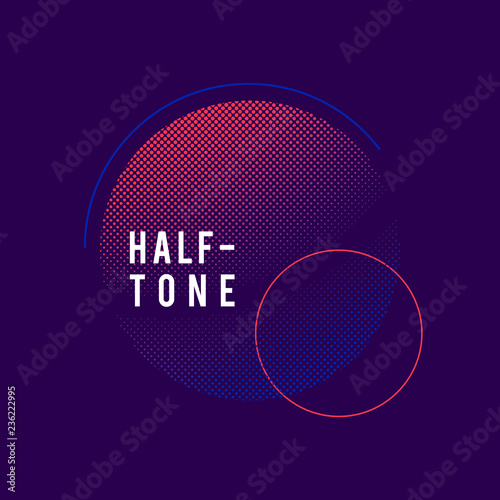 Purple and pink halftone badge vector