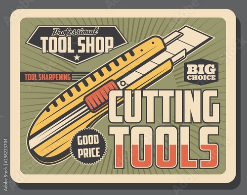 Tool shop, stationery knife. Vector