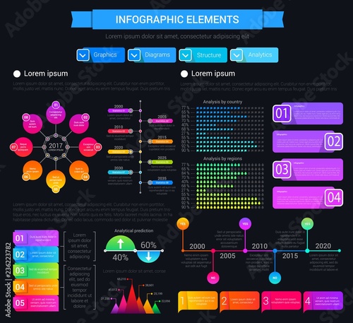Infographic design elements, graphs and charts