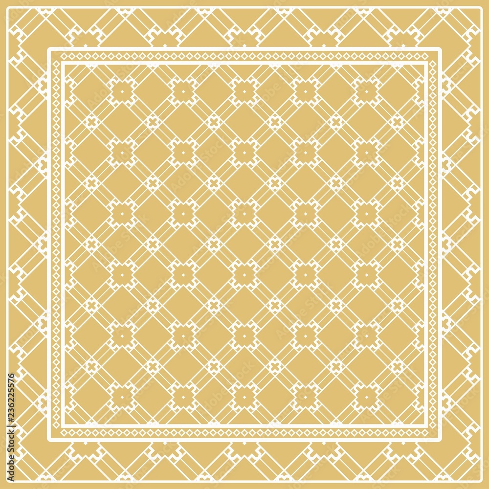 Obraz premium Design with abstract hand drawn geometric pattern with decorative element. Vector illustration. Template design for card, shawl, bandanna, fashion print
