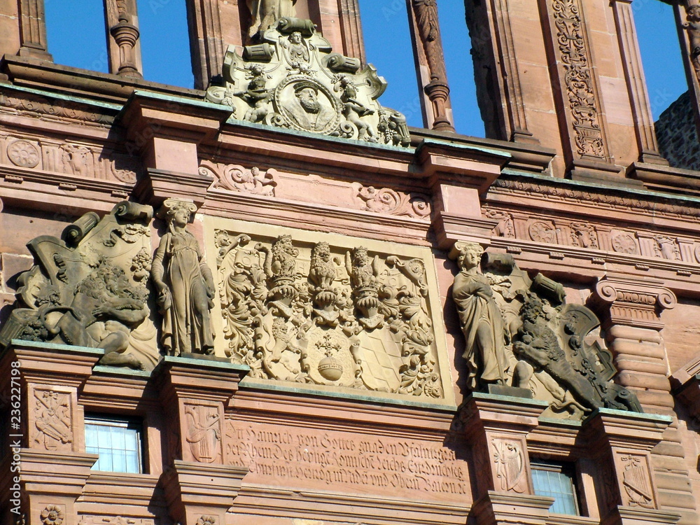 Obraz premium detail of building blue sky through windows