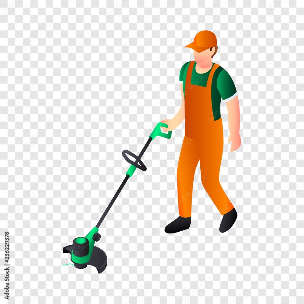 Hand grass cutter icon. Isometric of hand grass cutter vector icon for web design Hand grass cutter icon. Isometric of hand grass cutter vector icon for web design