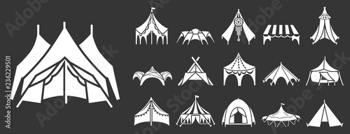Canopy icon set. Simple set of canopy vector icons for web design on gray background
