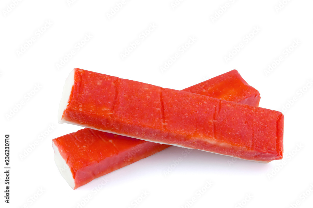 crab sticks on white background crab sticks on white background